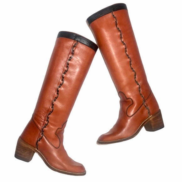 Nina Shoes - NINA Vintage Tall Russet Brown Leather Boot US 5.5